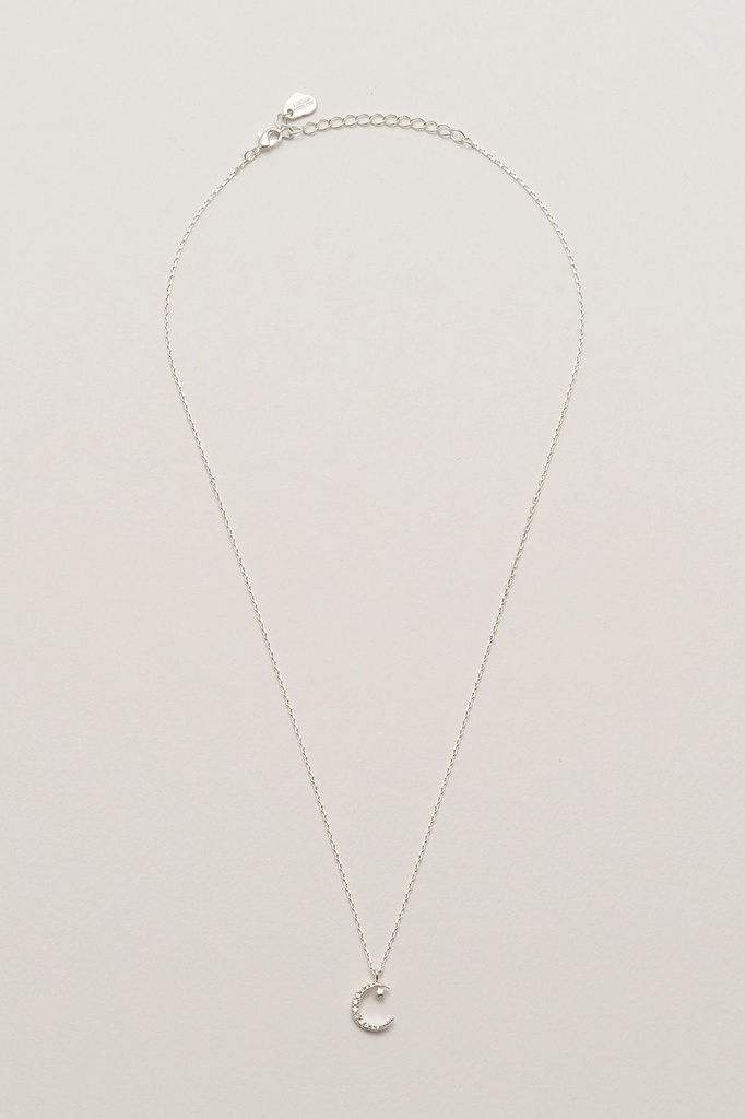 Moon & Star Necklace - Silver Plated