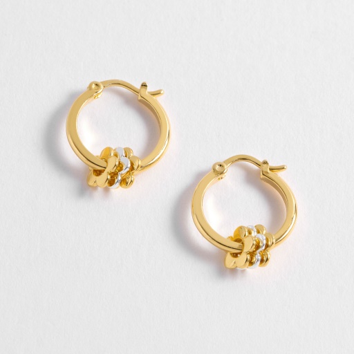 Multi Flower Hoop Earrings - Gold Plated