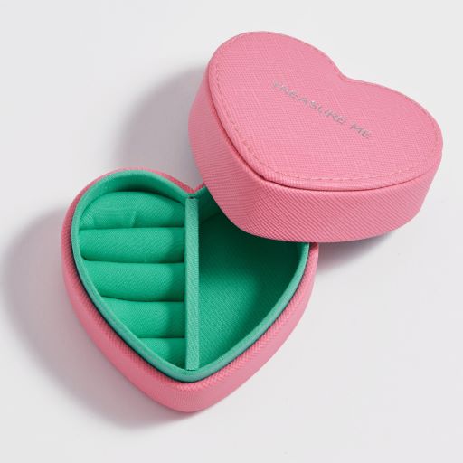 Pink Saffiano Mini Heart Box