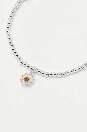 Sienna Wildflower Bracelet with Silver Beads and Silver Wildflower - Silver Plated