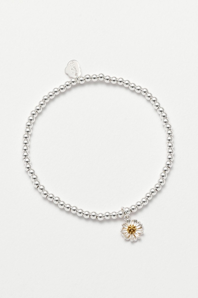 Sienna Wildflower Bracelet with Silver Beads and Silver Wildflower - Silver Plated