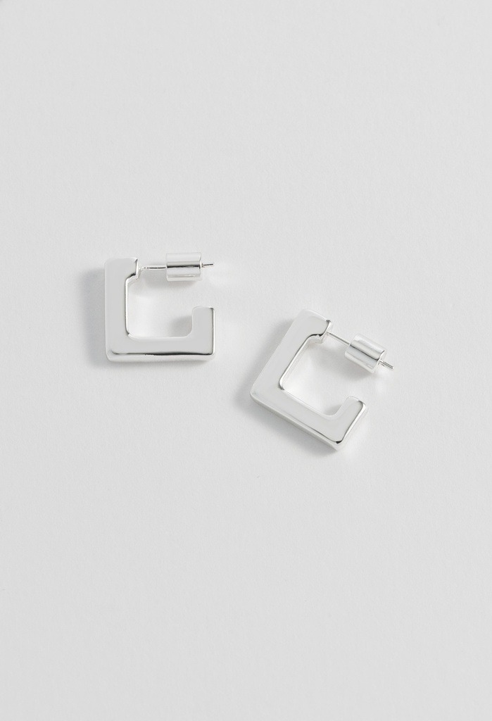 Square Hoop Earrings - Silver Plated