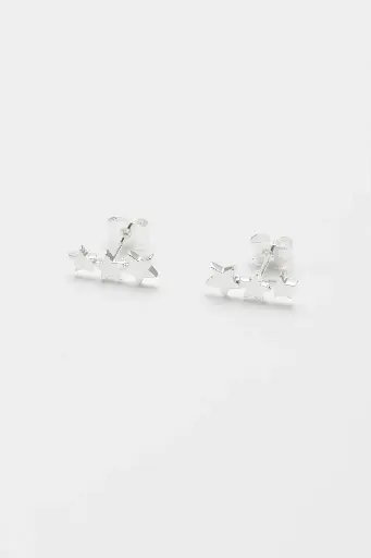 Trio Star Ear Studs - Silver