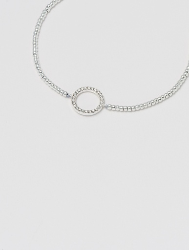 White CZ Circle Louise Bracelet - Silver Plated
