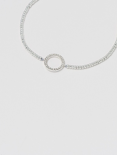 White CZ Circle Louise Bracelet - Silver Plated