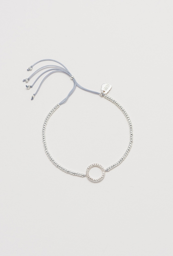 White CZ Circle Louise Bracelet - Silver Plated