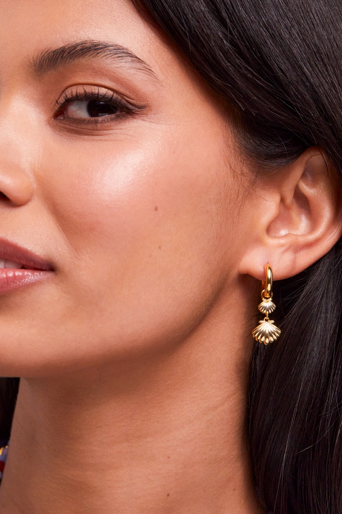 Chunky Double Shell Hoops - Gold Plated