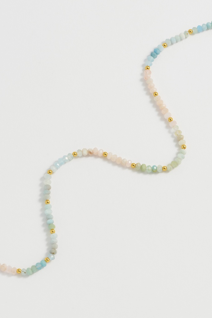 Mix Pastel Rainbow Semi Precious Beaded Necklace With EB Tbar