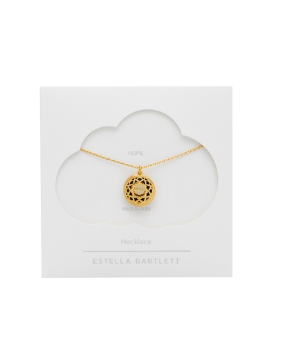 Blue Enamel Mandala Necklace - Gold Plated