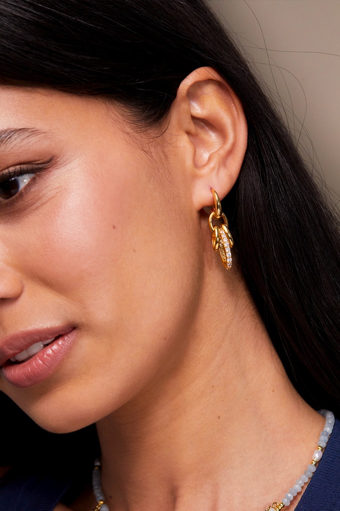 Multi Hoop CZ Earrings - Gold Plated