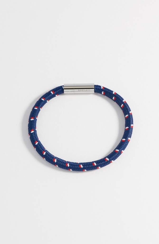 Single Wrap Cord Bracelet With Clip - Navy (With Red Flash)