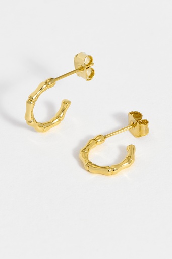 Small Bamboo Hoop Earrings - Gold
