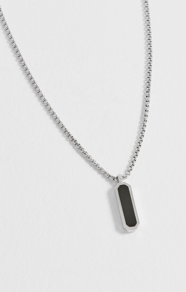 Black Onyx Tag Necklace