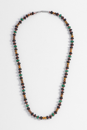 Tigers Eye, Green Agate, Brown Corded Necklace