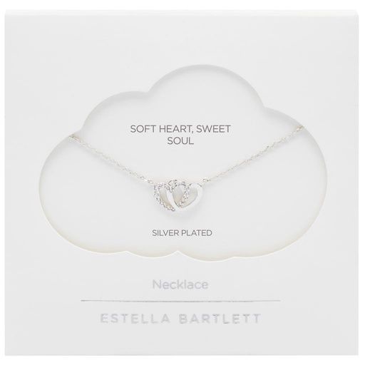 CZ Interlocking Heart Necklace - Silver Plated