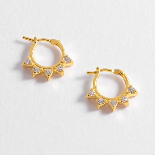 CZ Spike Hoop Earring - Gold Plated