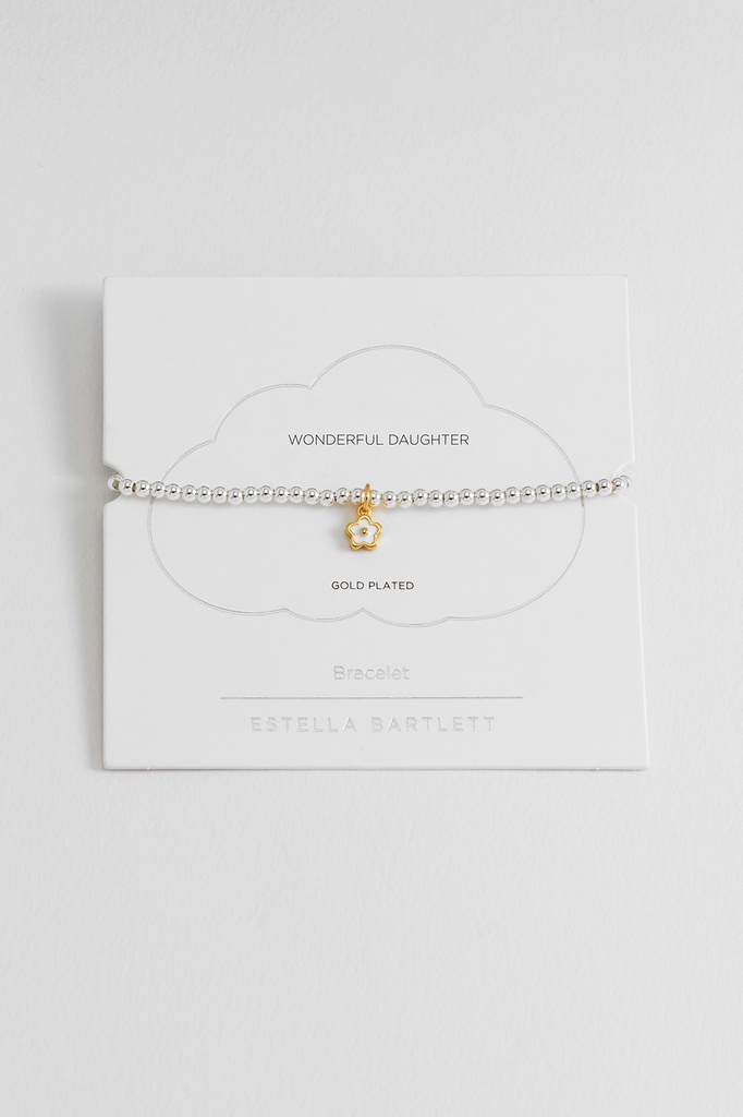 White Flower Sienna Bracelet - Gold Plated