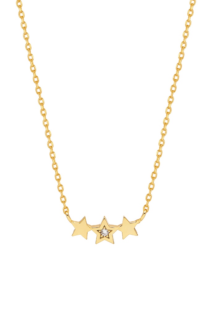 TRIPLE CZ STAR NECKLACE - Gold Plated