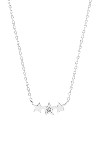 TRIPLE CZ STAR NECKLACE - Silver Plated