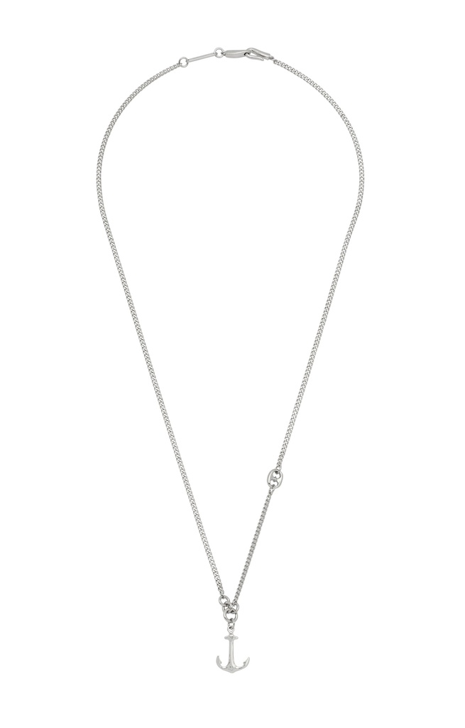 Rhodium Plated Anchor Necklace