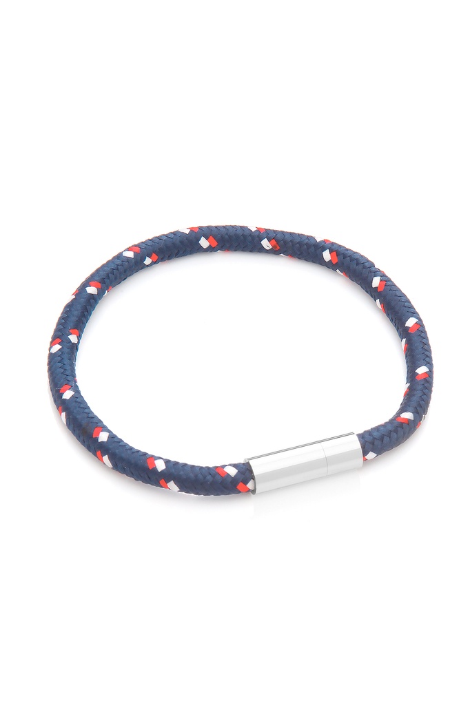 Single Wrap Cord Bracelet With Clip - Navy (With Red Flash)