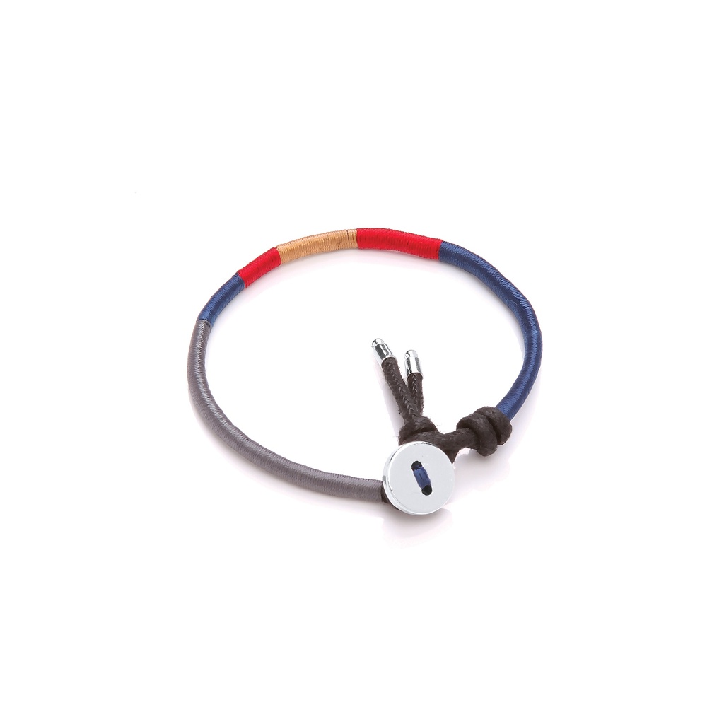 Thread Woven Bracelet - Navy, Red And Mustard