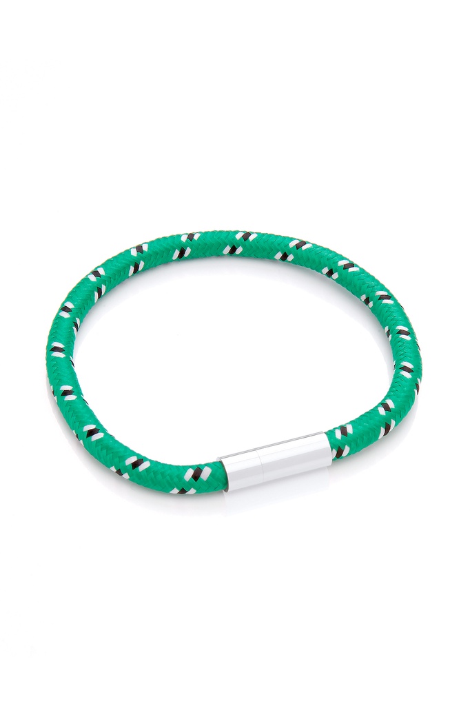 Single Wrap Cord Bracelet With Clip - Green