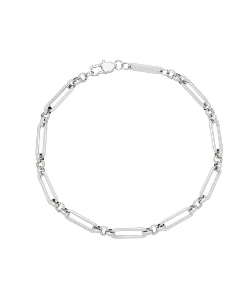 Mixed Paperclip Link Bracelet - Rhodium