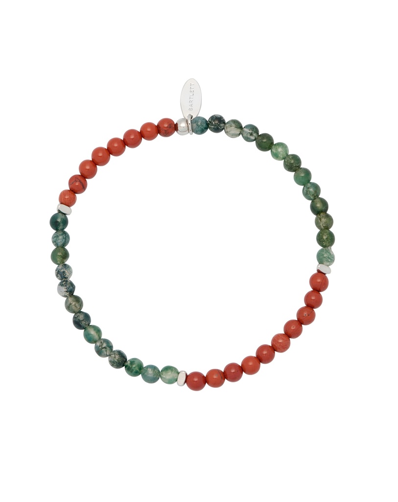 4mm Moss Agate And Red Jasper Beaded Bracelet