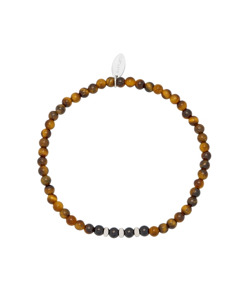 4mm Tigers Eye And Black Onyx Beaded  Bracelet