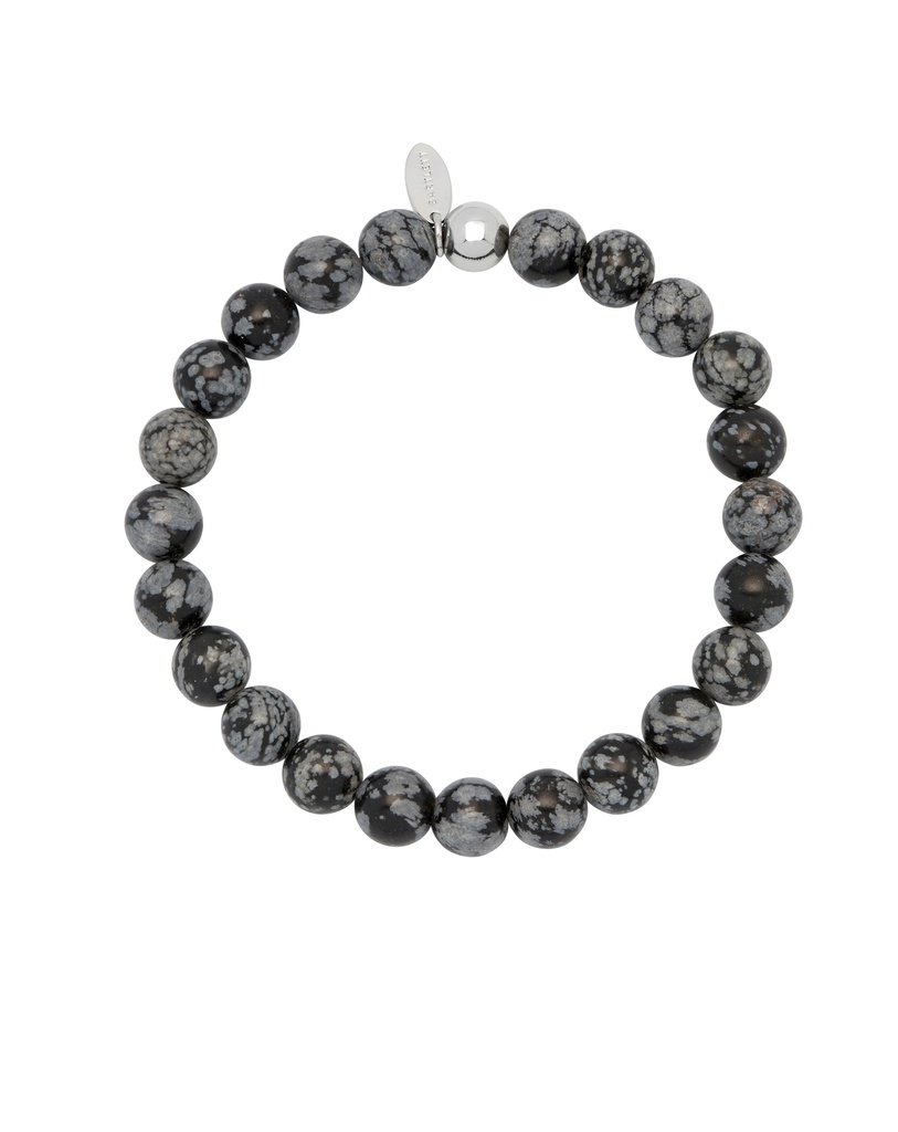 8mm Snowflake Obsidian Beaded Bracelet