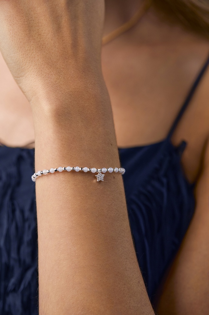 TEENS UNITE - BLUE LACE AGATE CZ STAR DROP LOUISE BRACELET