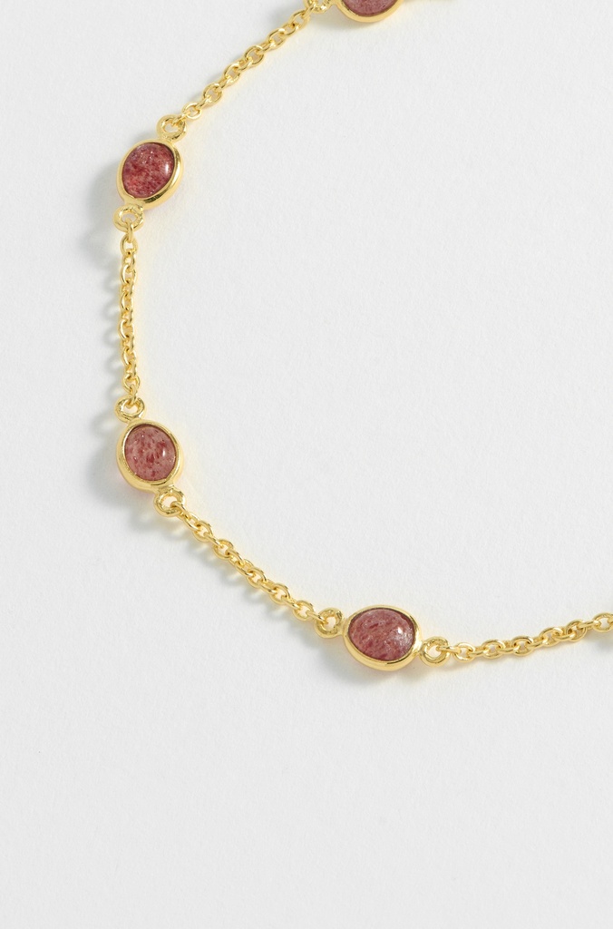 Cherry Quartz Pebble Bracelet - Gold Plated