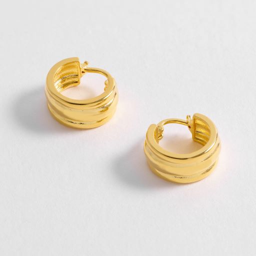 Chunky Textured Hoops - Gold Plated