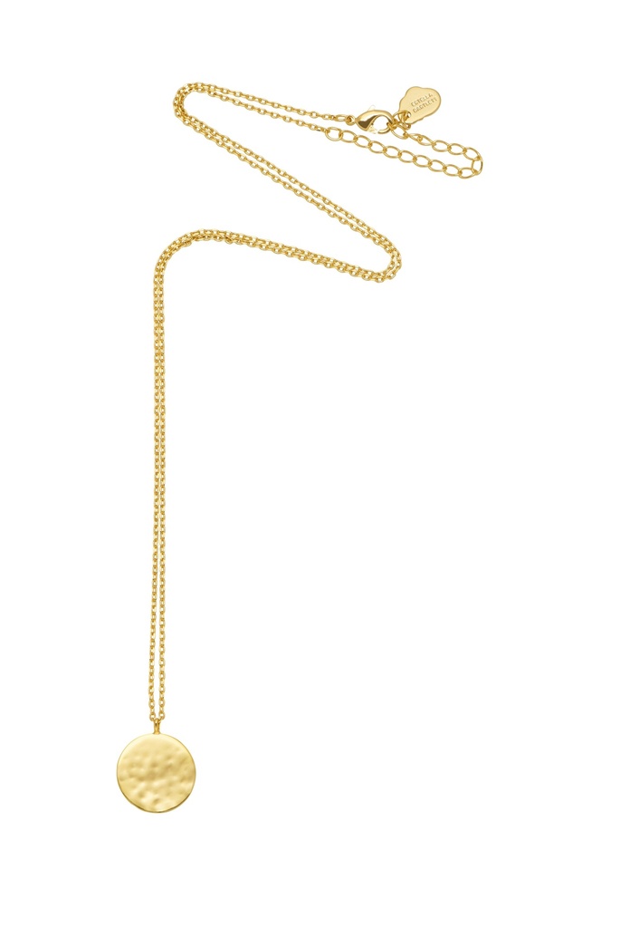 Hammered Disc Pendant Necklace - Gold Plated