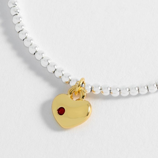 Heart Padlock With Red CZ Louise Bracelet - Gold Plated
