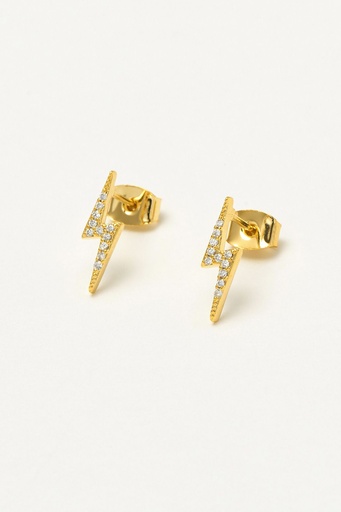 Lightning Bolt CZ Earrings - Gold Plated - NP