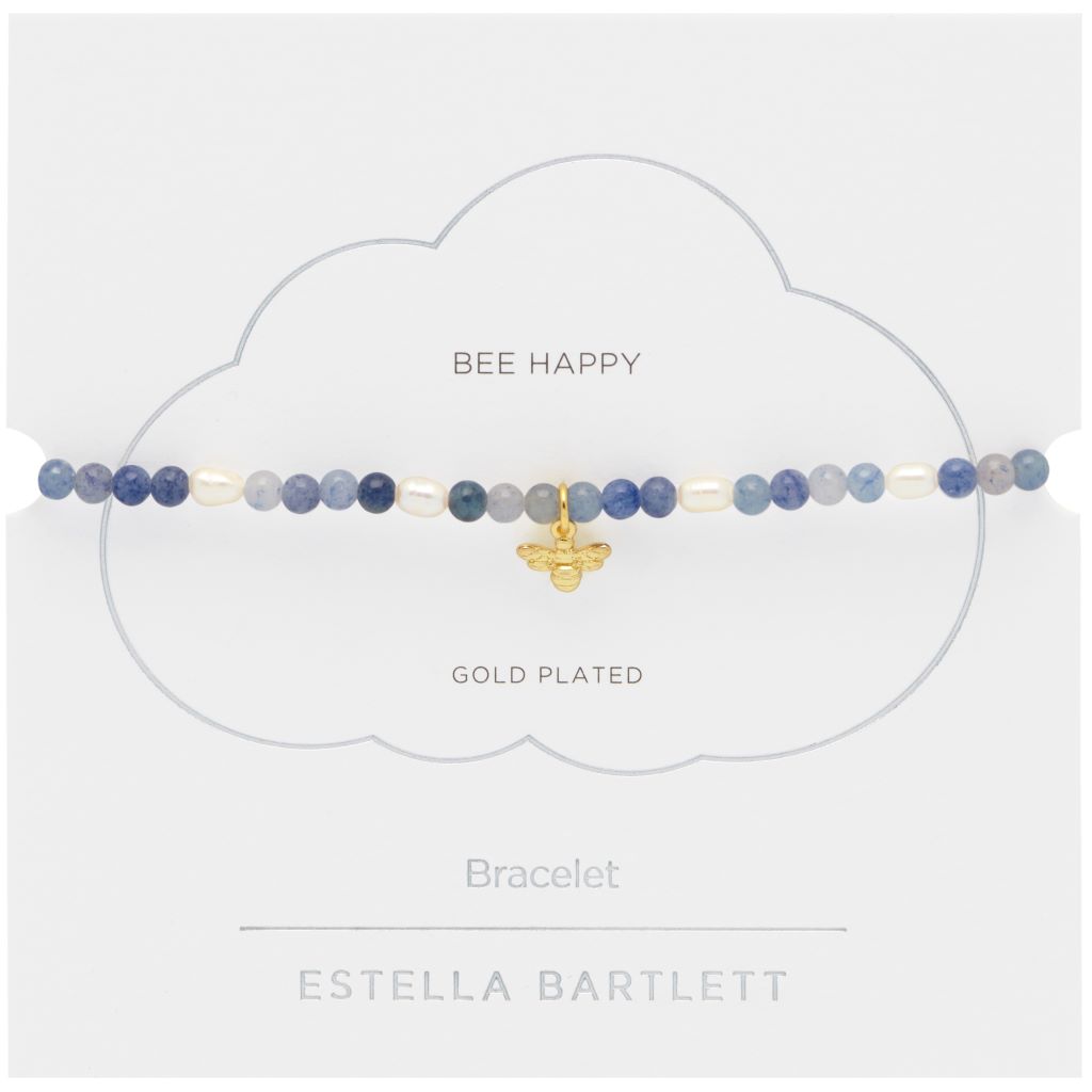 Lilac And Pearl Bee Bracelet - Gold Plated
