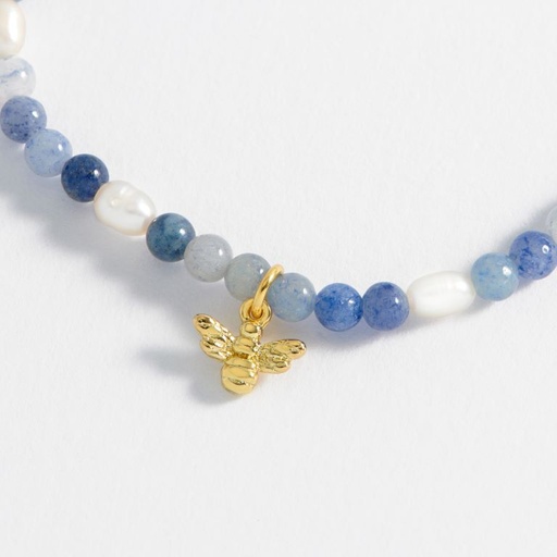 Lilac And Pearl Bee Bracelet - Gold Plated