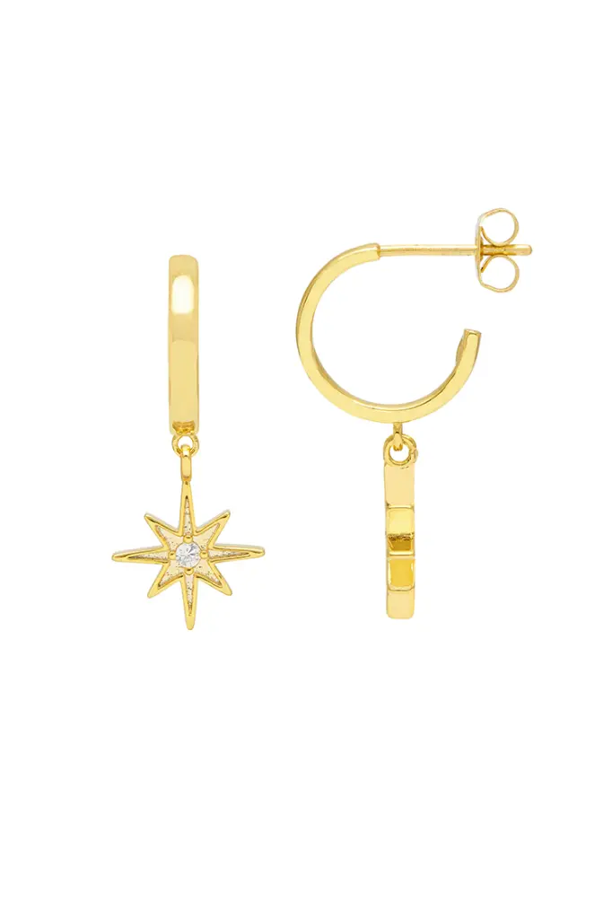 North Star With Cz Charm Hoop
