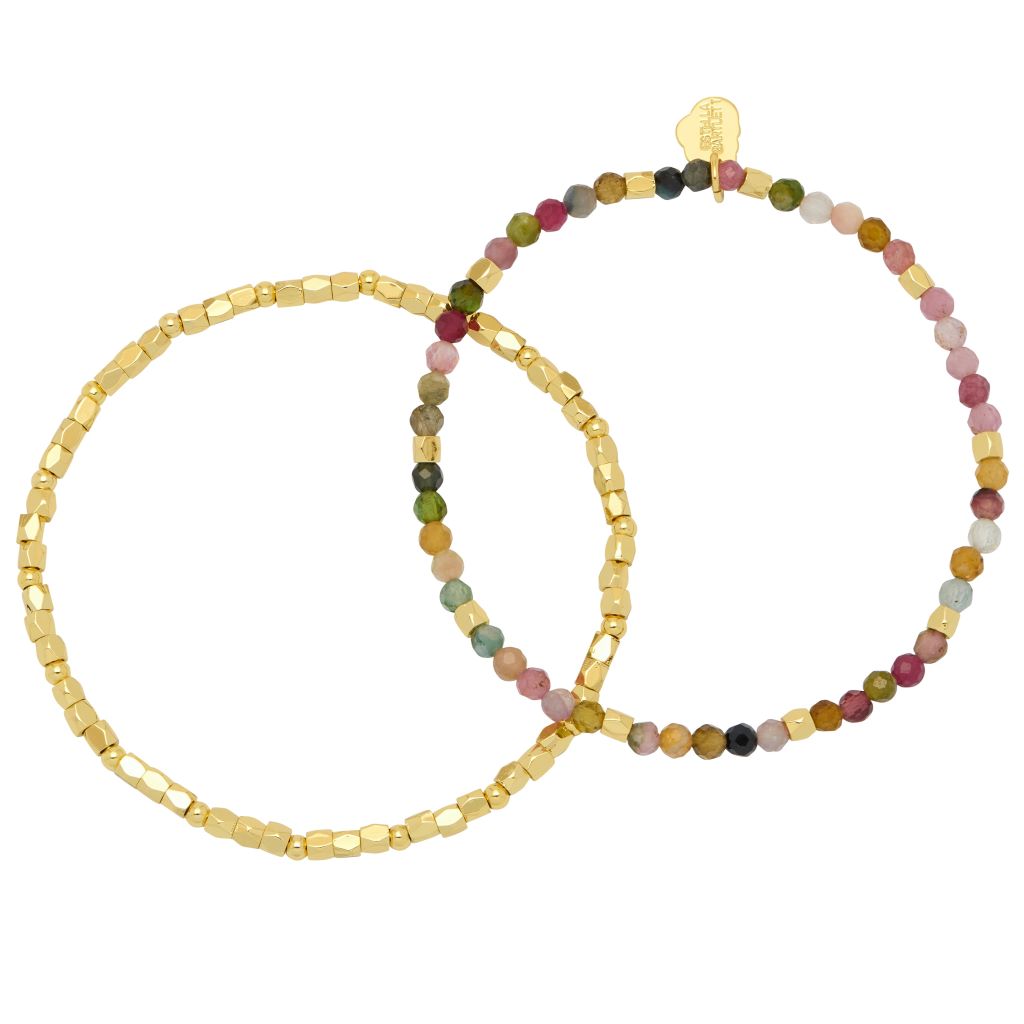 Coco Bead And Tourmaline Double Bracelet