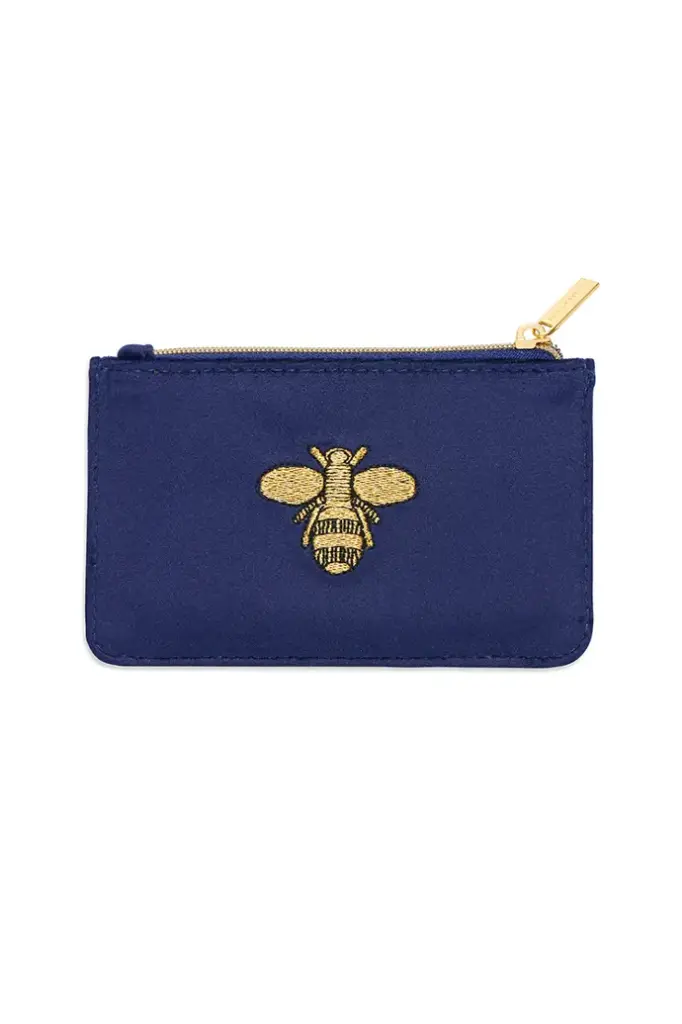 Bee Embroidery Card Purse - Navy