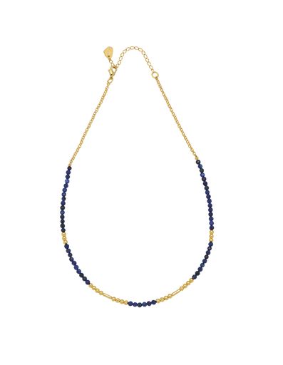 Faceted Lapis Bead Necklace - Gold (Dufry)