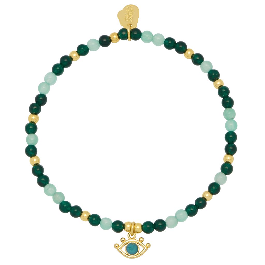 Beaded Evil Eye Bracelet - Gold Plated