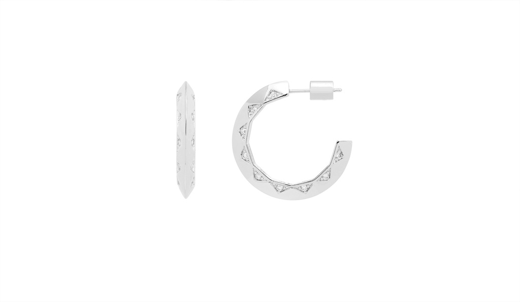 Quilting Pattern Inlay Hoops CZ - Silver Plated