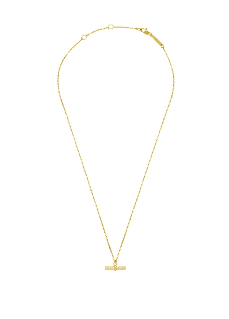 Floral Pattern Tbar Necklace - Gold Plated
