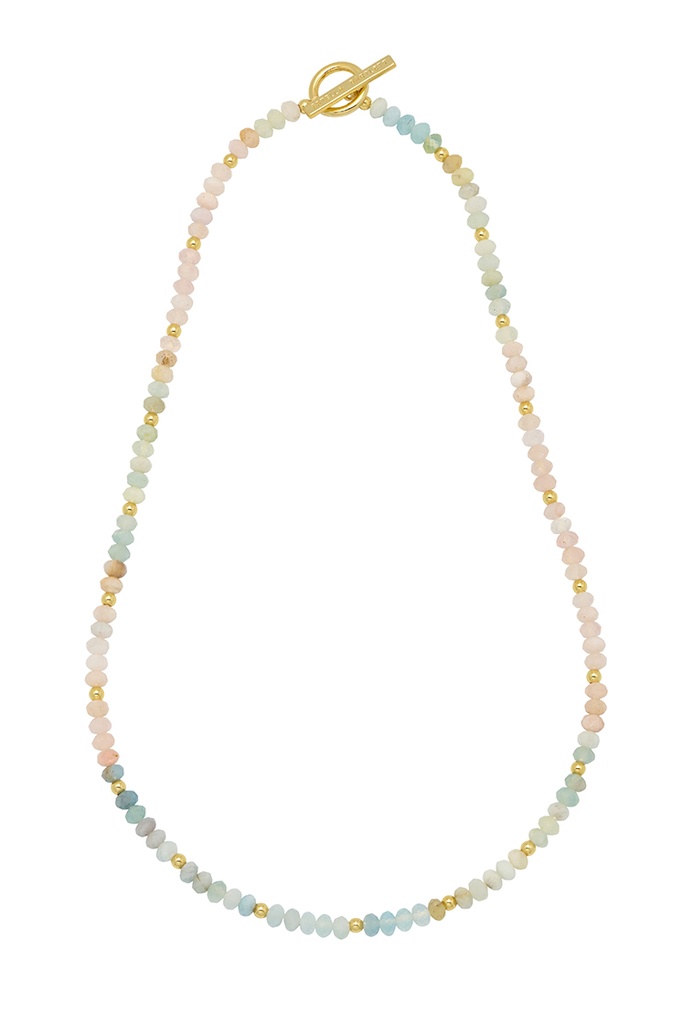 Mix Pastel Rainbow Semi Precious Beaded Necklace With EB Tbar