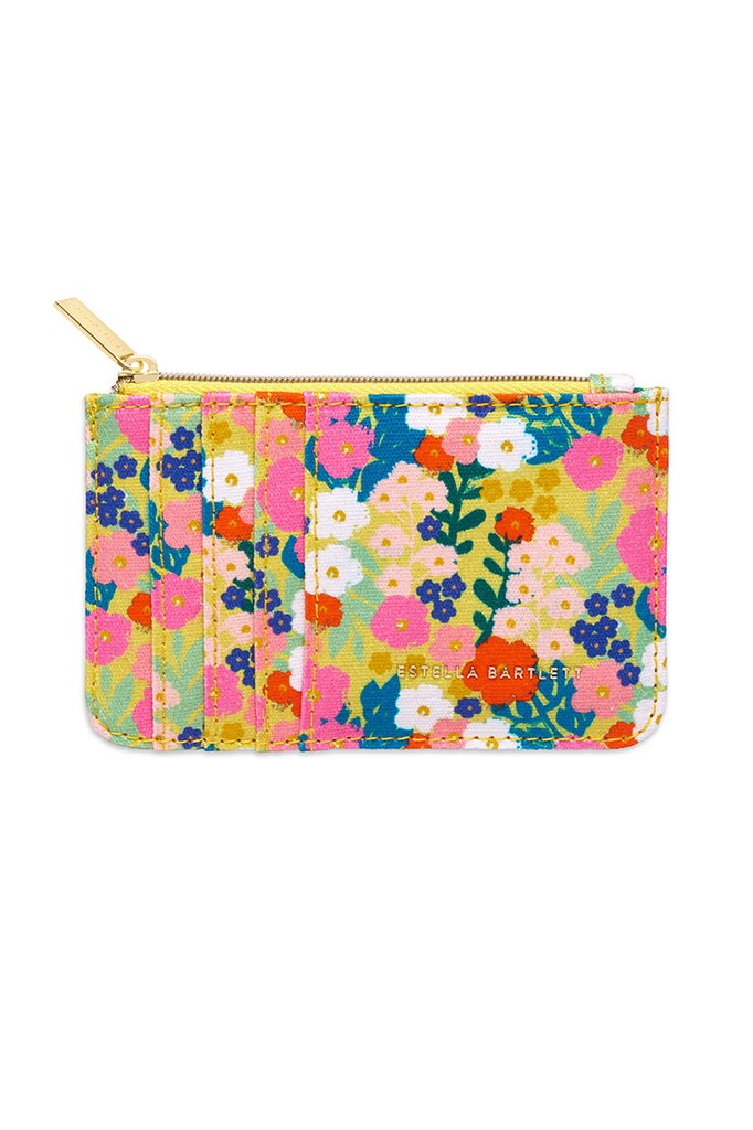 Card Purse - Yellow Floral Print Cotton Canvas