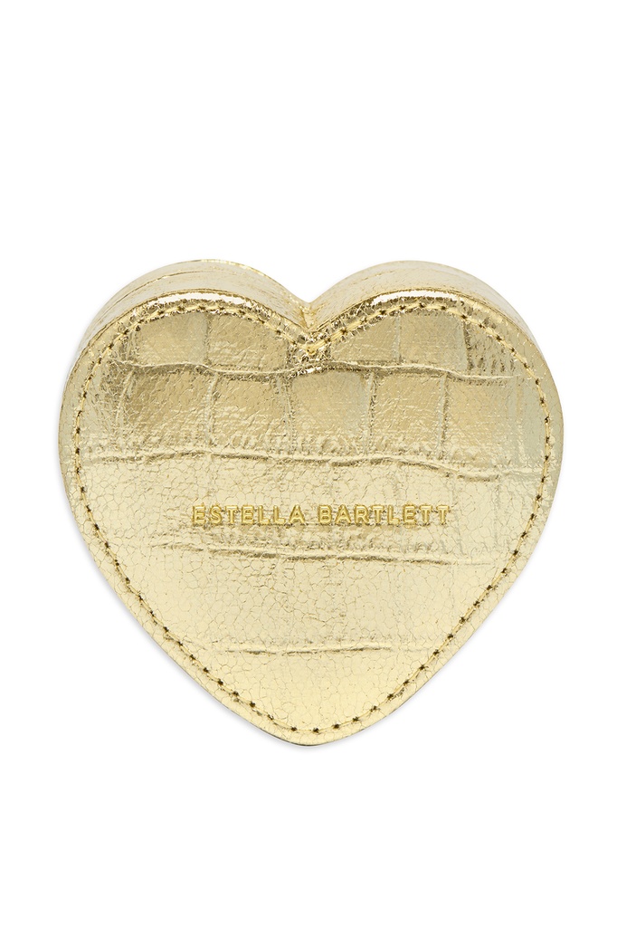 Mini Heart Shape Jewellery Box - Gold Croc