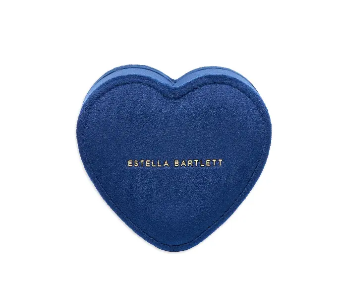 Mini Heart Shape Jewellery Box - Navy Velvet